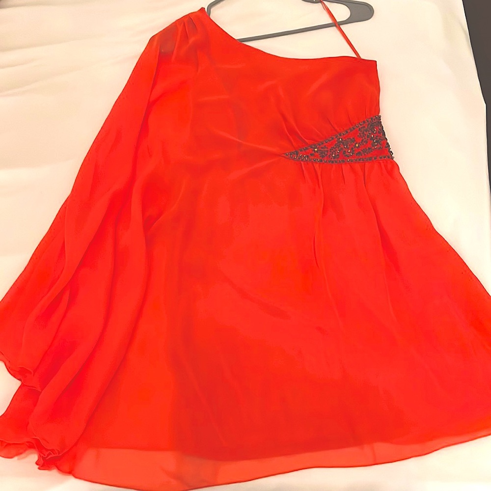 Free People - Coral one shoulder dress, size 4